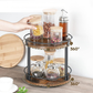 Livista Draaibaar Kruidenrek – 2 Lagen – Kruiden Organizer – Met 360° Rotatie – Keuken Organizer – Zwart/Hout