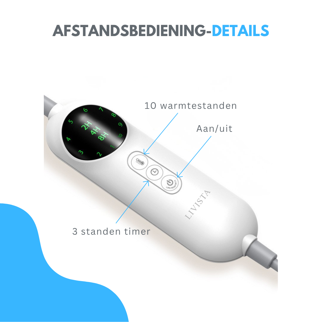 Livista Elektrische Deken – 1 Persoons Deken – met 3-standen timer – 10 warmtestanden – 180x130 cm – Oververhittingsbeveiliging – Wasmachinebestendig – Lichtbruin