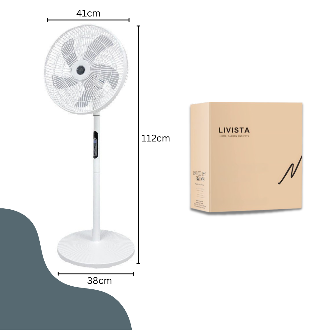 Livista Statiefventilator - Met Afstandsbediening - Staande Ventilator - 112 cm Hoog - 8 Snelheden - Timer - 90° Oscillerend - 40° Kantelbaar - Wit