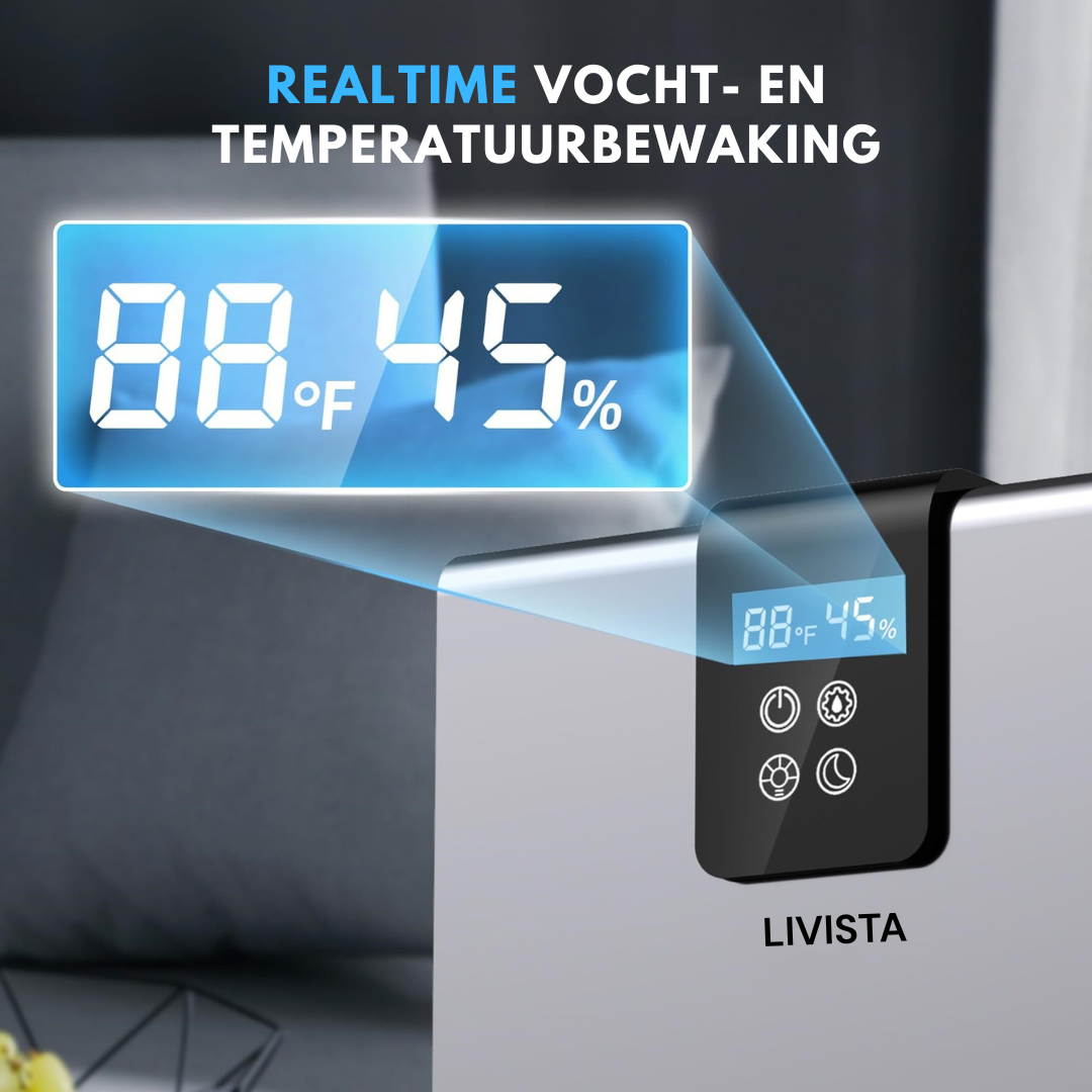 Livista Luchtontvochtiger voor Thuisgebruik – Met Luchtzuiveringsfunctie – 2.8L – Intelligente Vochtigheidsregeling – Laag Geluidsniveau – Automatische Uitschakeling bij Vol Waterreservoir – Geschikt voor Meerdere Kamers – Grijs