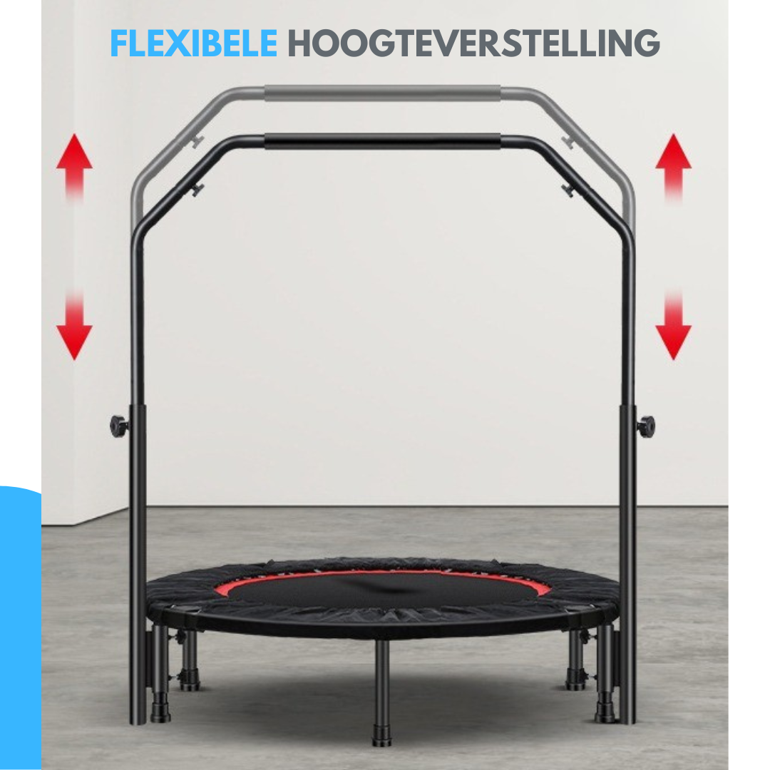 Livista Fitness Trampoline – Ø122 cm – Verstelbare Handgreep – Antislip Zuignappen – Krachtige Veren – Max. 200 kg – Voor Binnen & Buiten – Zwart/Rood