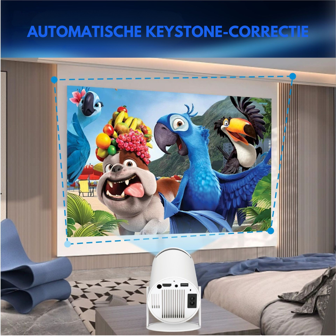 Livista Smart Mini Beamer – 4K Ondersteuning – Android 13 – WiFi 6 & Bluetooth 5.0 – Auto Keystone – Draagbare HD Projector – Voor Thuisbioscoop, Gaming & Presentaties – Geschikt voor IOS en Android – Wit