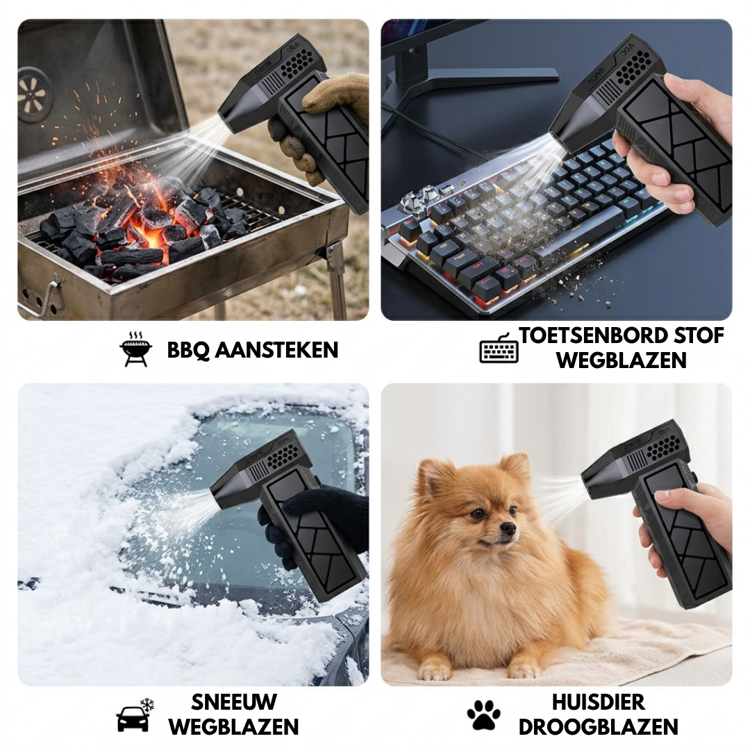 Livista Turbo Fan – Krachtige Air Duster & Stofblazer – 130.000 RPM – 4000mAh – Traploos Instelbaar – Zuigmond, Filter & Opvangbak – USB Oplaadbaar – Compact & Oplaadbaar – Zwart