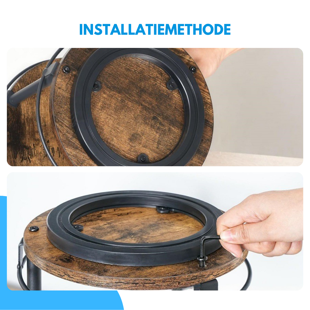 Livista Draaibaar Kruidenrek – 2 Lagen – Kruiden Organizer – Met 360° Rotatie – Keuken Organizer – Zwart/Hout