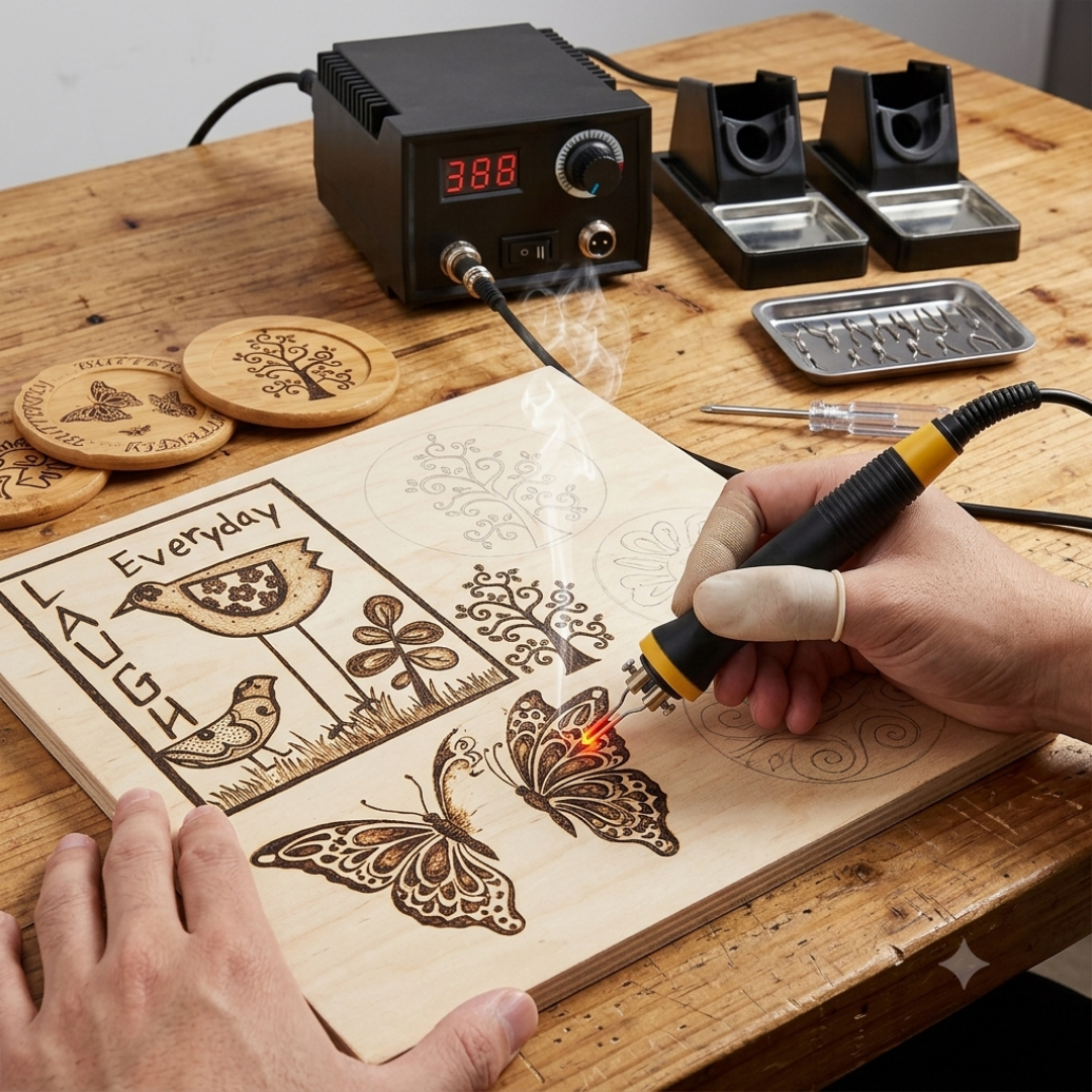 Livista Pyrografieset – Professionele Houtbrander Set – Met 2 Brandpennen – 21 Verwisselbare Brandpunten – 2 Penhouders – Voor Hout, Leer en kurk