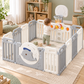 Livista Grondbox Baby –156x156x61cm – Inklapbare Speelbox met Walvisthema – 12+2 Panelen – Verstelbare Basketbalring – Met Zuignappen – Inclusief Kruipmat – Veilig Kinderbox Playpen