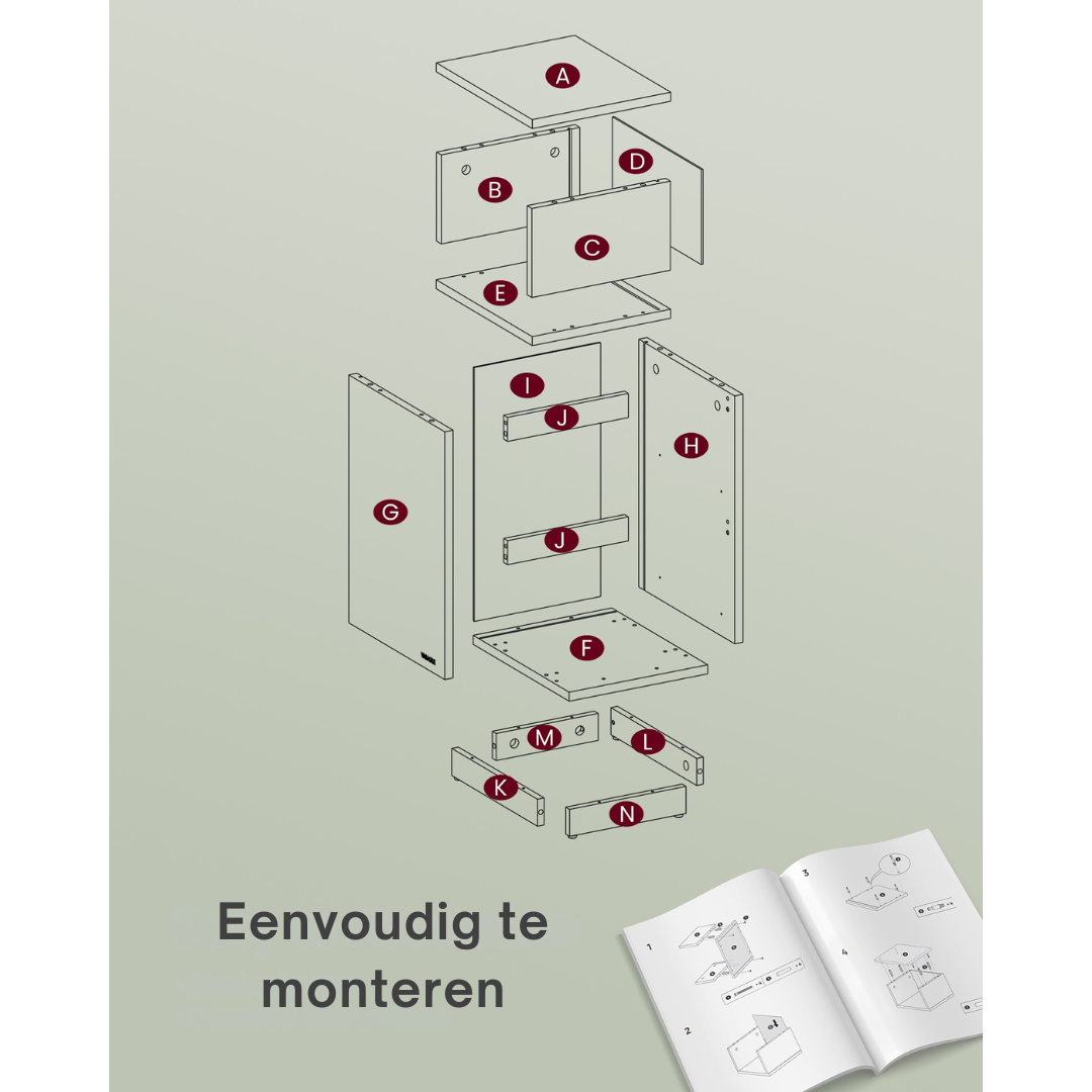 Livista Nachtkastjes – Set van 2 – Smalle Bijzettafels met 2 Lades – Flexibele Open Vakken – Ruimtebesparend – Voor Slaapkamer of Woonkamer – Zwart