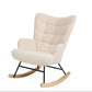 Livista Schommelstoel - Relaxstoel - Fauteuil - Schommelstoel Babykamer - Voedingsstoel - Schommelstoel Volwassen Baby - Teddy Stof - Roomwit Beige