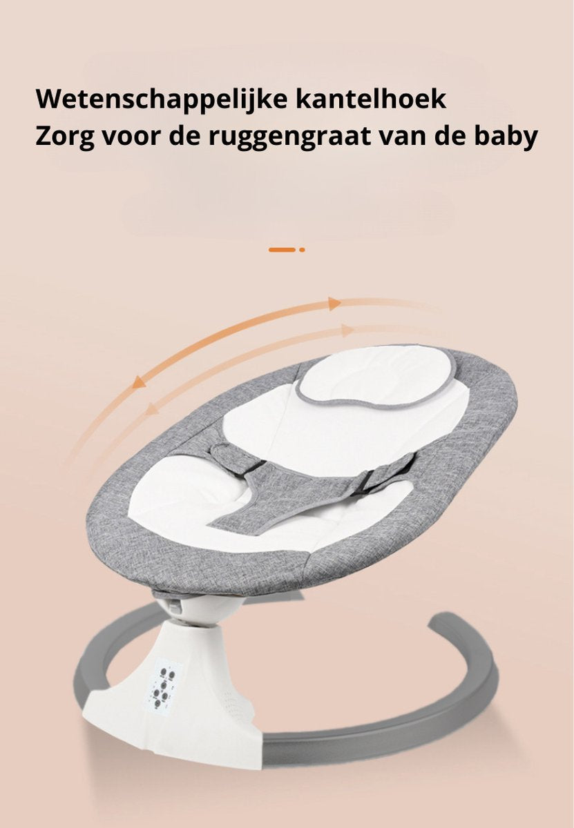 Livista® - Elektrische Baby Schommelstoel – Afstandsbediening – 3 Verstelbare Snelheden – Comfortabel en Stijlvol – Grijs – Met Zonnescherm – Afneembare en Wasbare Bekleding