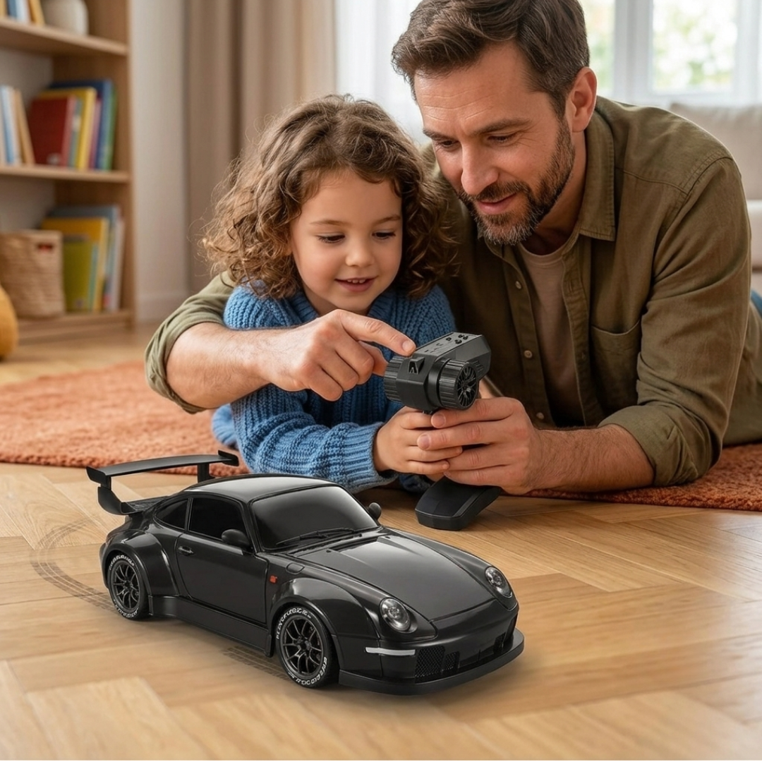 Livista Snelle RC Drift Auto 1:24 – Drift Raceauto met 4WD – Afstandsbestuurbare Auto – 20 km/h – LED Verlichting – 3 Oplaadbare Accu’s – Driftbanden – Zwart