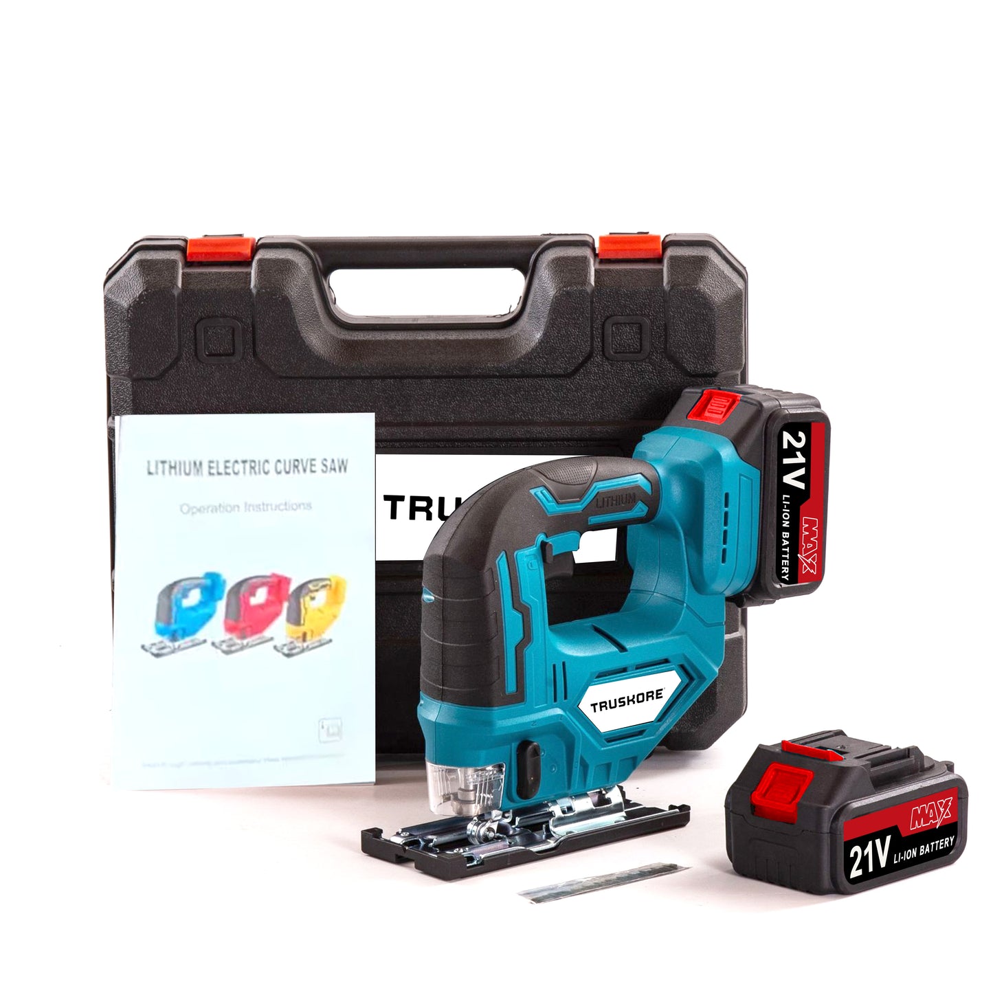 TRUSKORE 21V Accu Decoupeerzaag – Incl. 2x Accu & Oplader – 5 Zaagbladen – Variabele Snelheid – Draadloos & Ergonomisch - Zaagdiepte 65 mm - Voor Hout, Metaal & Kunststof