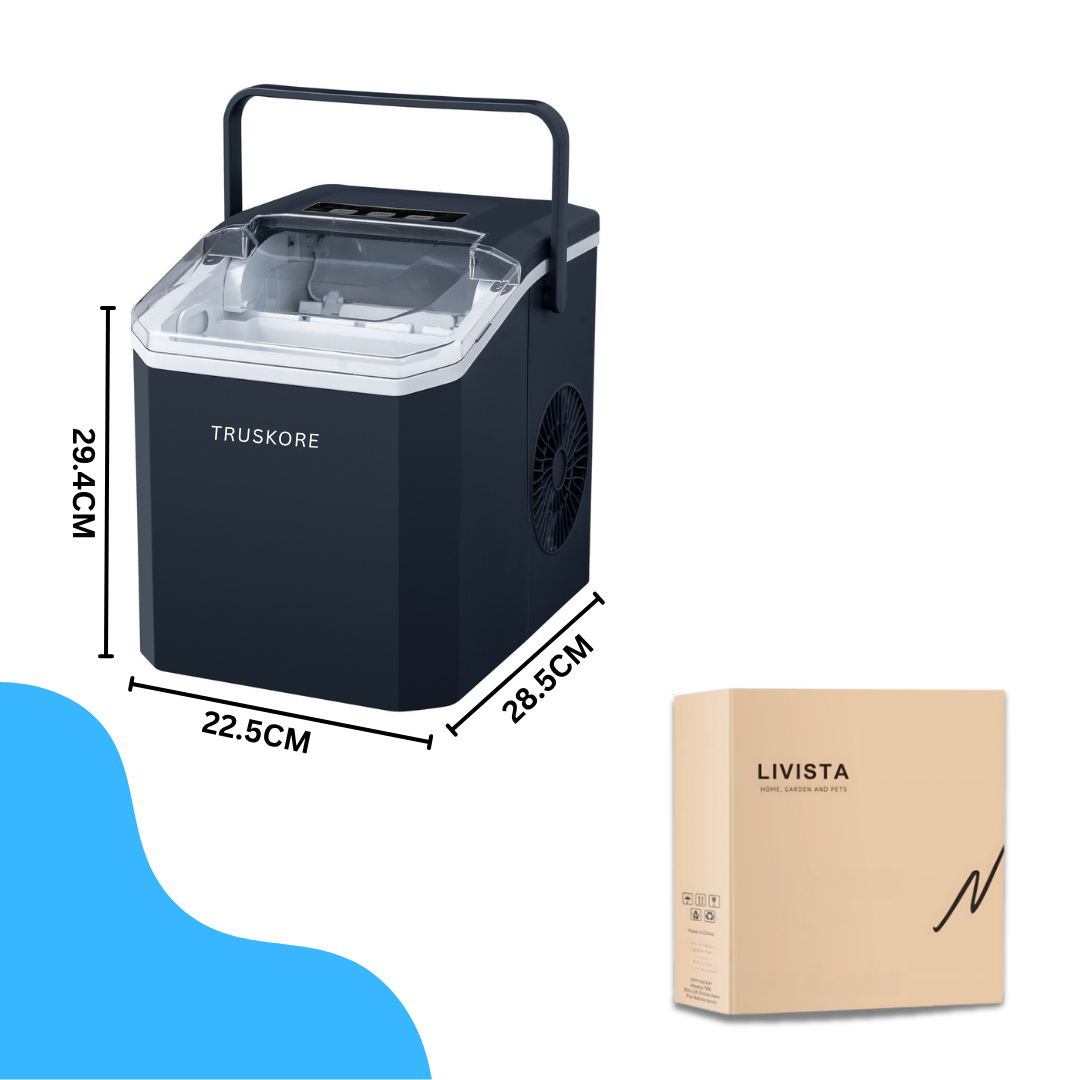 Truskore IJsblokjesmachine – IJsblokjesmakers – Snel IJs in Slechts 6-8 Minuten – 1,5L Waterreservoir – 2 IJsblokjesformaten – Compact & Stil – Zwart