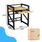 Livista Wasmachinerek – Met Uitschuifbare Hangstang – 200 kg Draagvermogen – Ruimtebesparende Wasmachine Organizer – Versterkt Stalen Frame – 3 Hoogtestanden – Water-, Kras- en Hittebestendig Werkblad – Antislip Voetjes – Zwart/Hout