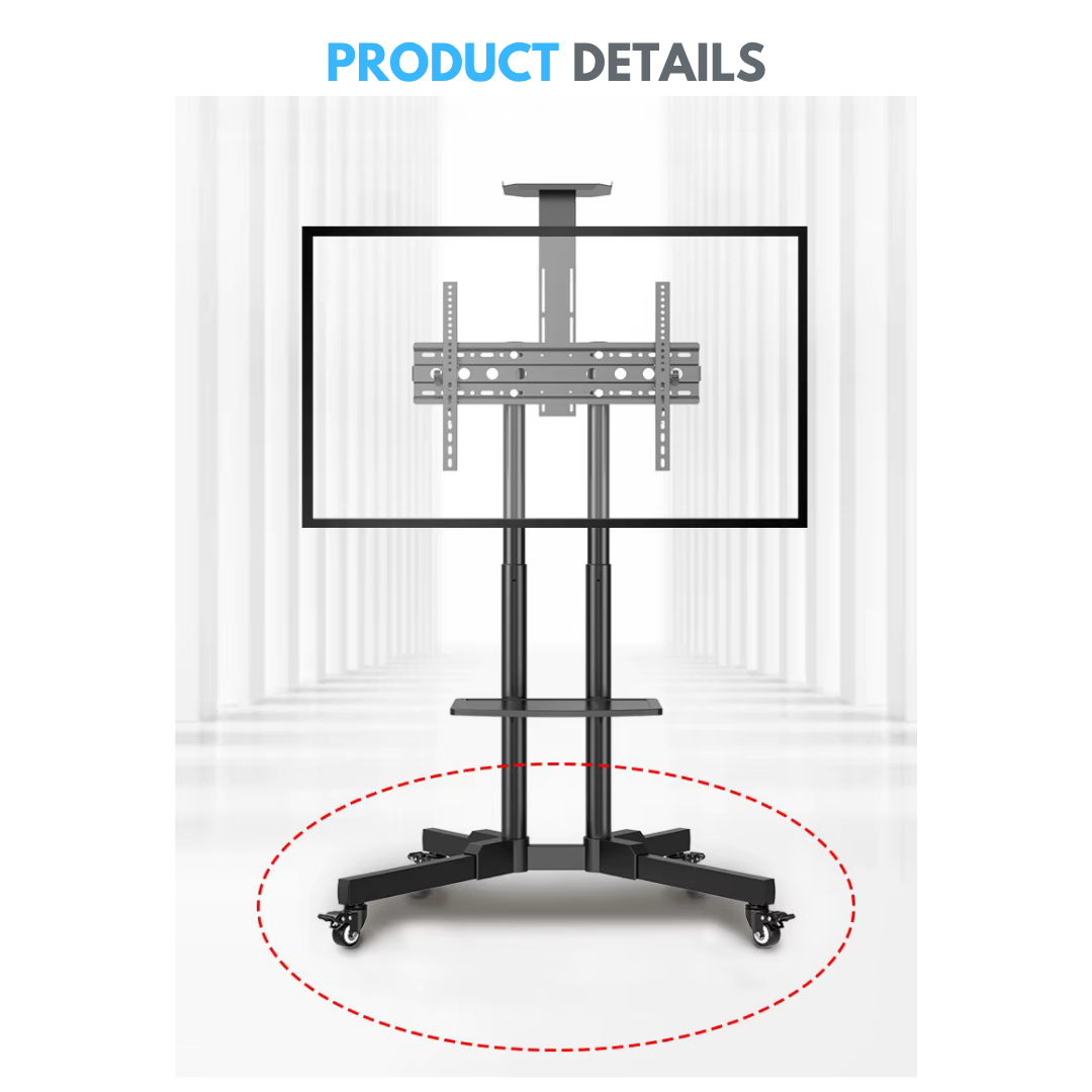 Livista Verrijdbare TV Standaard – Draaibaar – 3 Standen in Hoogte Verstelbaar – Geschikt voor 32 tot 65 Inch – Stevige Monitor Standaard