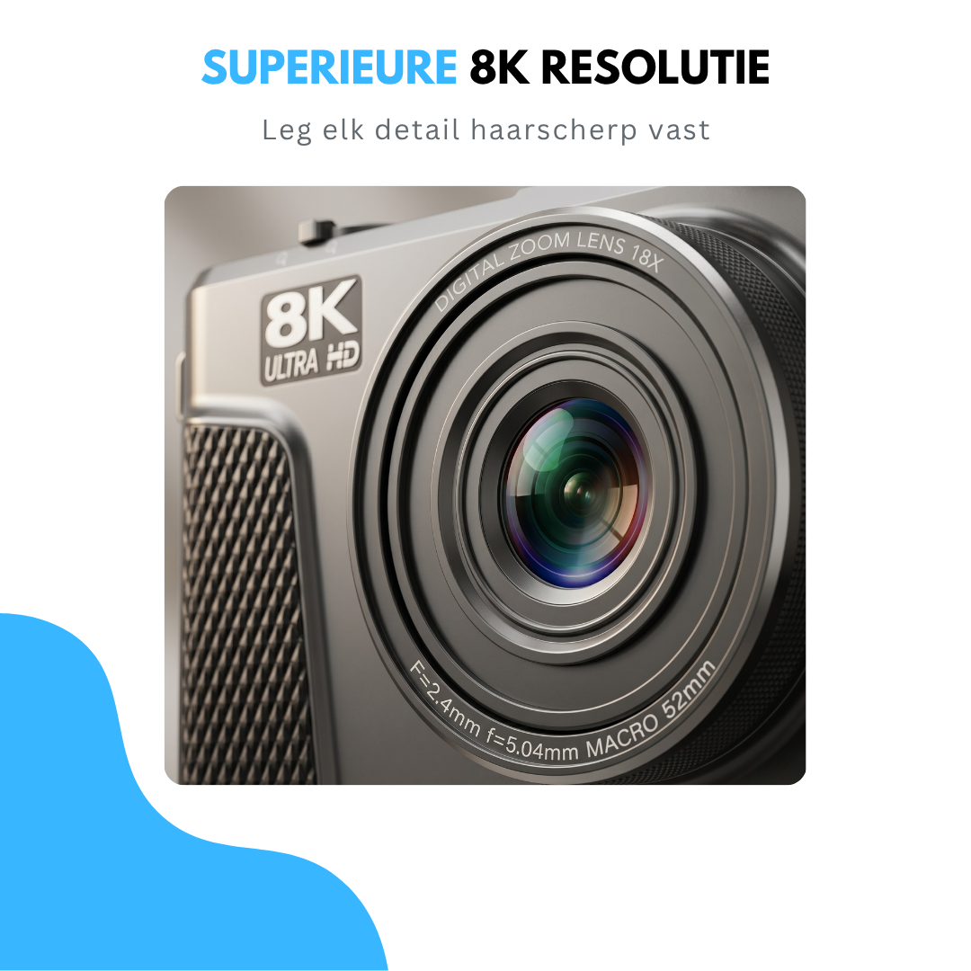 Livista Digitale Camera 8K - 88MP - 18X Digitale Zoom - WiFi - 3.0" UHD-display - Fototoestel - Mini Camera - Fotocamera - Compact Camera - Incl. 64GB SD Kaart - Vlog Camera voor Kinderen