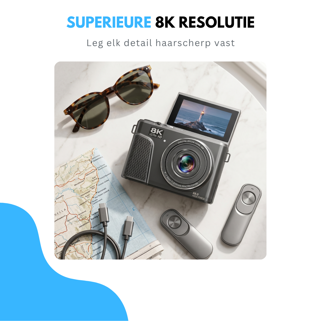 Livista Digitale Camera 8K - 88MP - 18X Digitale Zoom - WiFi - 3.0" UHD-display - Fototoestel - Mini Camera - Fotocamera - Compact Camera - Incl. 64GB SD Kaart - Vlog Camera voor Kinderen