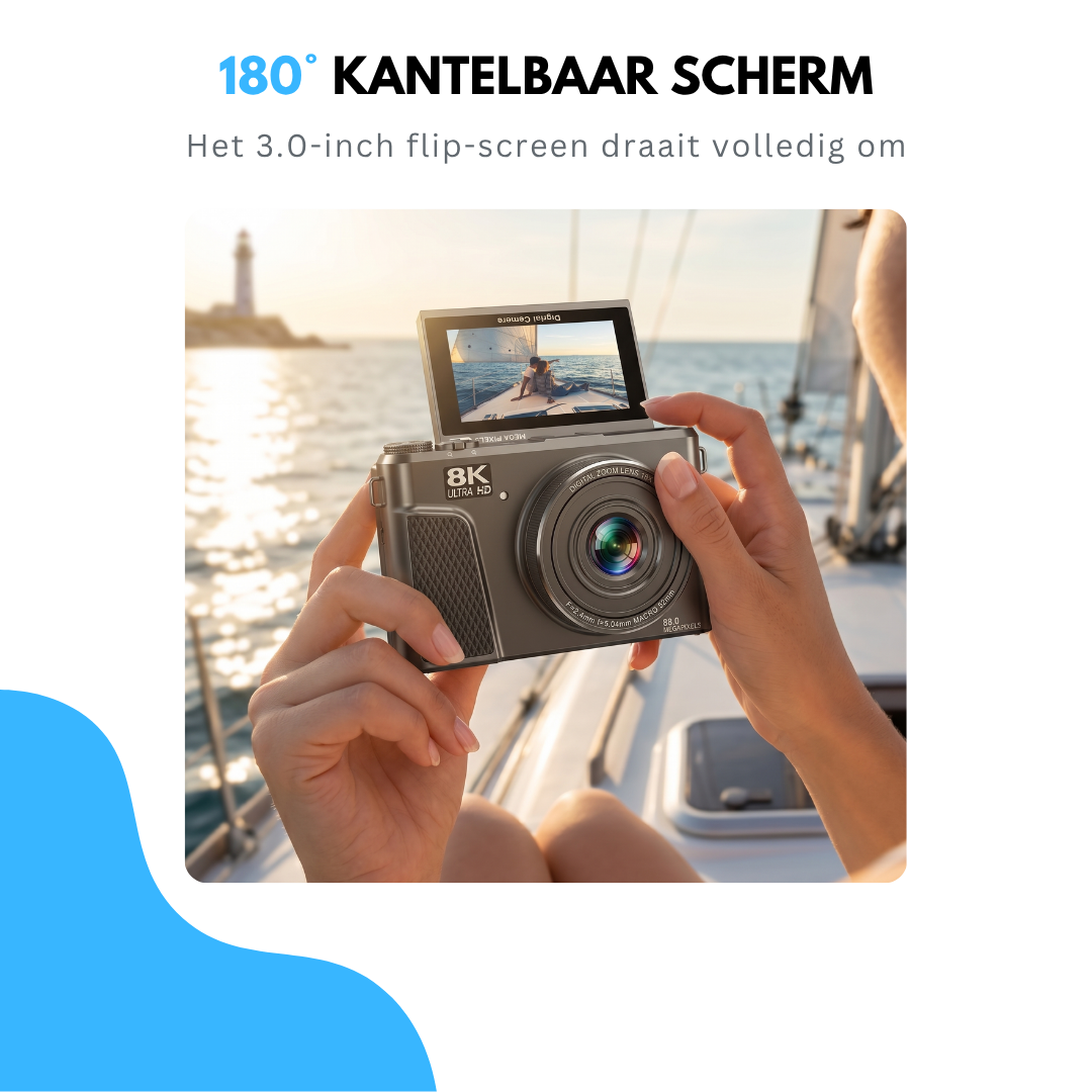 Livista Digitale Camera 8K - 88MP - 18X Digitale Zoom - WiFi - 3.0" UHD-display - Fototoestel - Mini Camera - Fotocamera - Compact Camera - Incl. 64GB SD Kaart - Vlog Camera voor Kinderen
