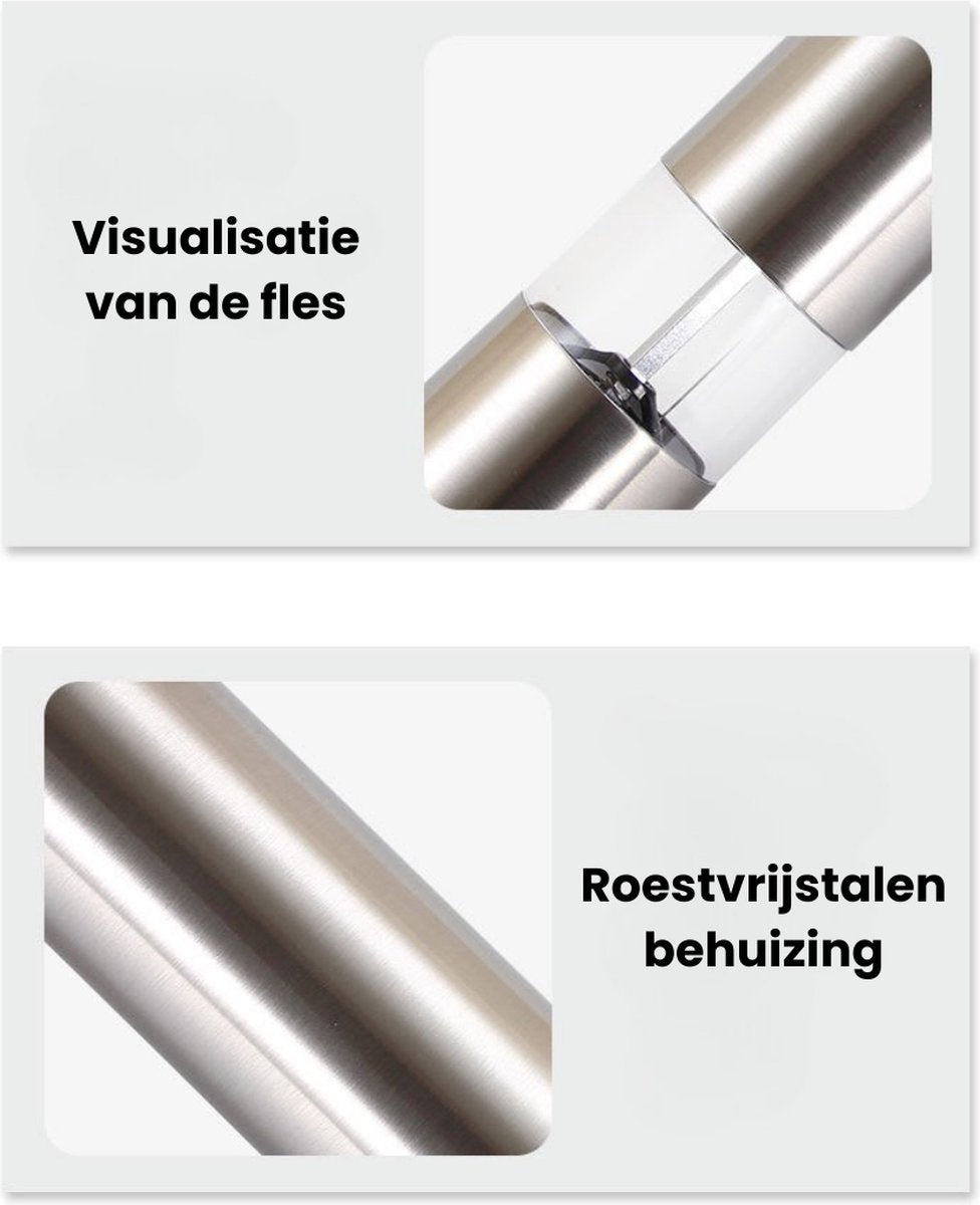 Livista® Elektrische Zout en Pepermolen Set - 2 Stuks - Verstelbare Maalgraad - Efficiënte - Geschikt voor Diverse Specerijen - RVS