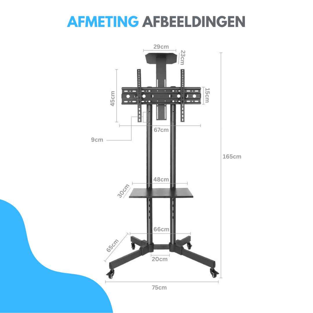 Livista Verrijdbare TV Standaard – Draaibaar – 3 Standen in Hoogte Verstelbaar – Geschikt voor 32 tot 65 Inch – Stevige Monitor Standaard