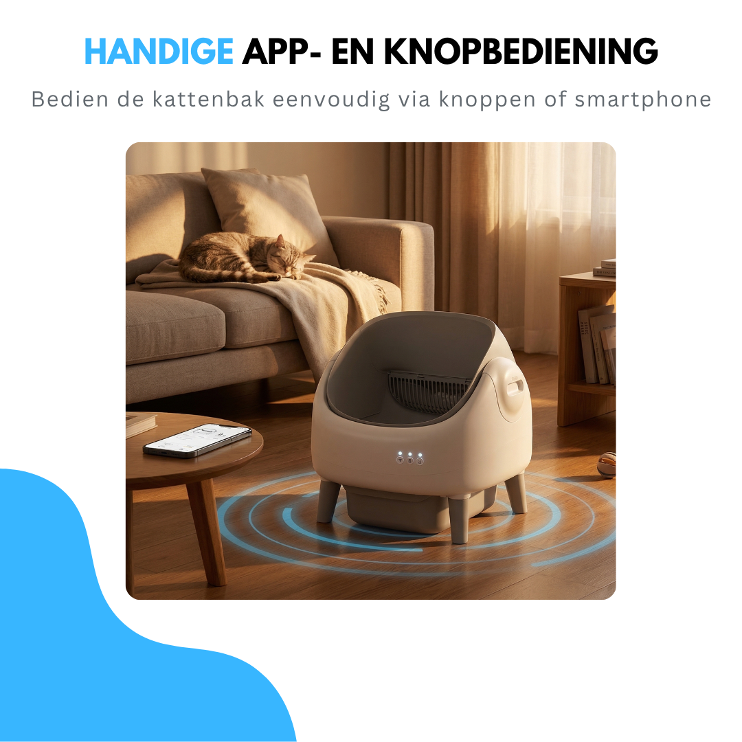 Livista Automatische Kattenbak - Zelfreinigende Kattenbak - Elektrische Kattenbak - Inclusief App - 76L XXL - Met Kattenbakmat en 2 Rollen Opvangzakjes - Geurfilter - Open Design - Wit