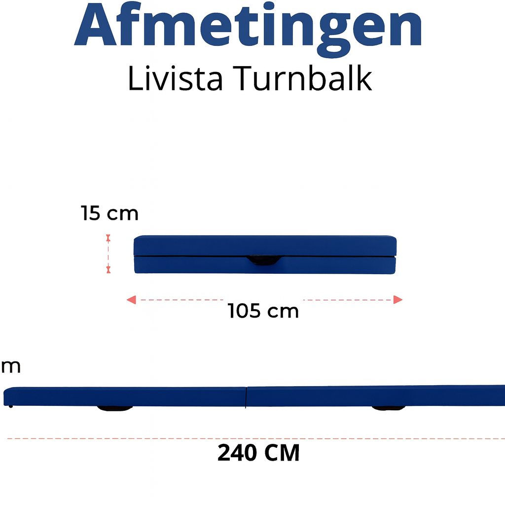 Livista Turnbalk - Voor thuis - Evenwichtsbalk - Balanstrainer - Balans speelgoed - Blauw- 240 cm - Incl. draagtas - Thuis Turnen