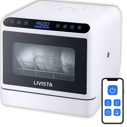 Livista Mini Vaatwasser incl APP - Vaatwasser - Vaatwasser Vrijstaand - Afwasmachine - Camping Vaatwasser - Wit