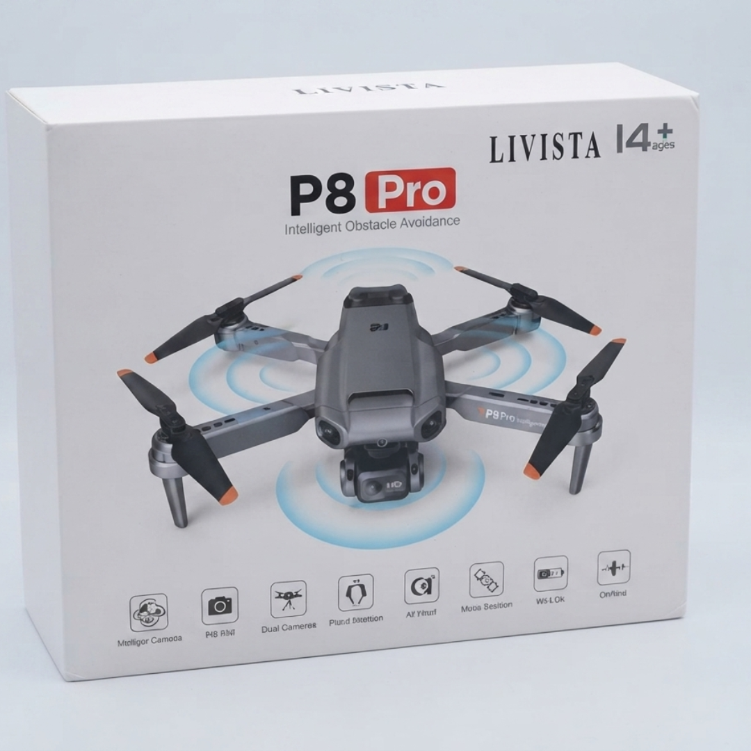 Livista P8 Drone Zwart - Mini Drone voor Binnen & Buiten - Drone met dubbele camera - Obstakelontwijking - Inclusief opbergtas en 2 Batterijen - Geschikt voor kinderen en volwassenen