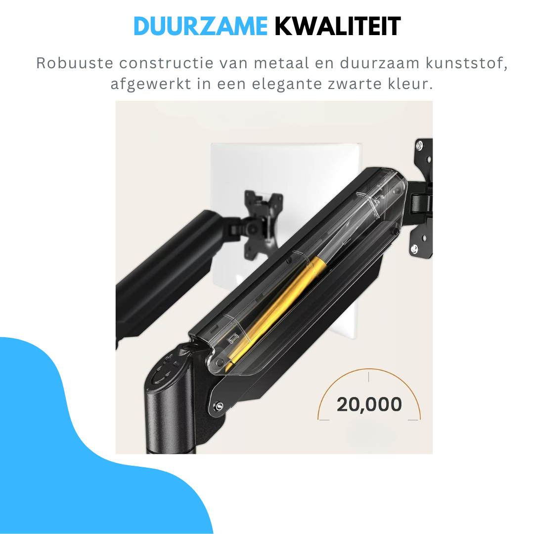 Livista Monitor Arm met Gasveer- Monitorbeugel voor 2 Schermen - Beugel - Standaard - Verstelbare Monitorbeugel - 13 t/m 32 Inch - Zwart