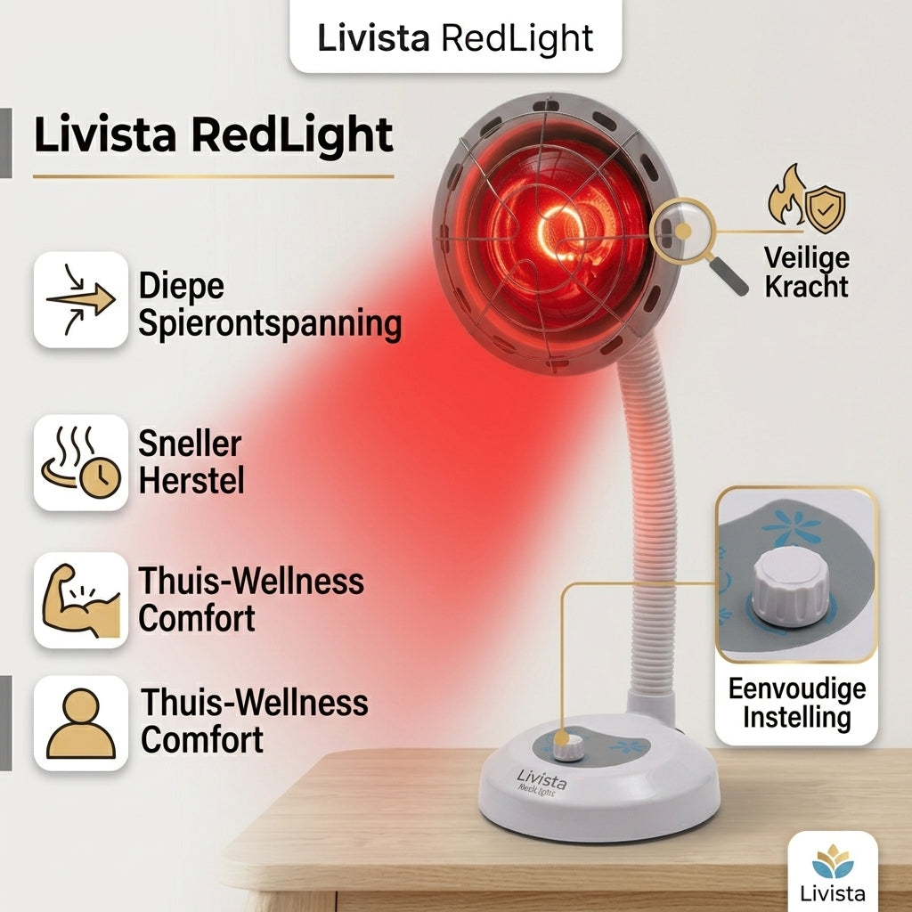 Livista Infraroodlamp 275W - Infraroodtherapie - Roodlichtlamp - Rood Licht Therapie - Warmtelamp - Wit