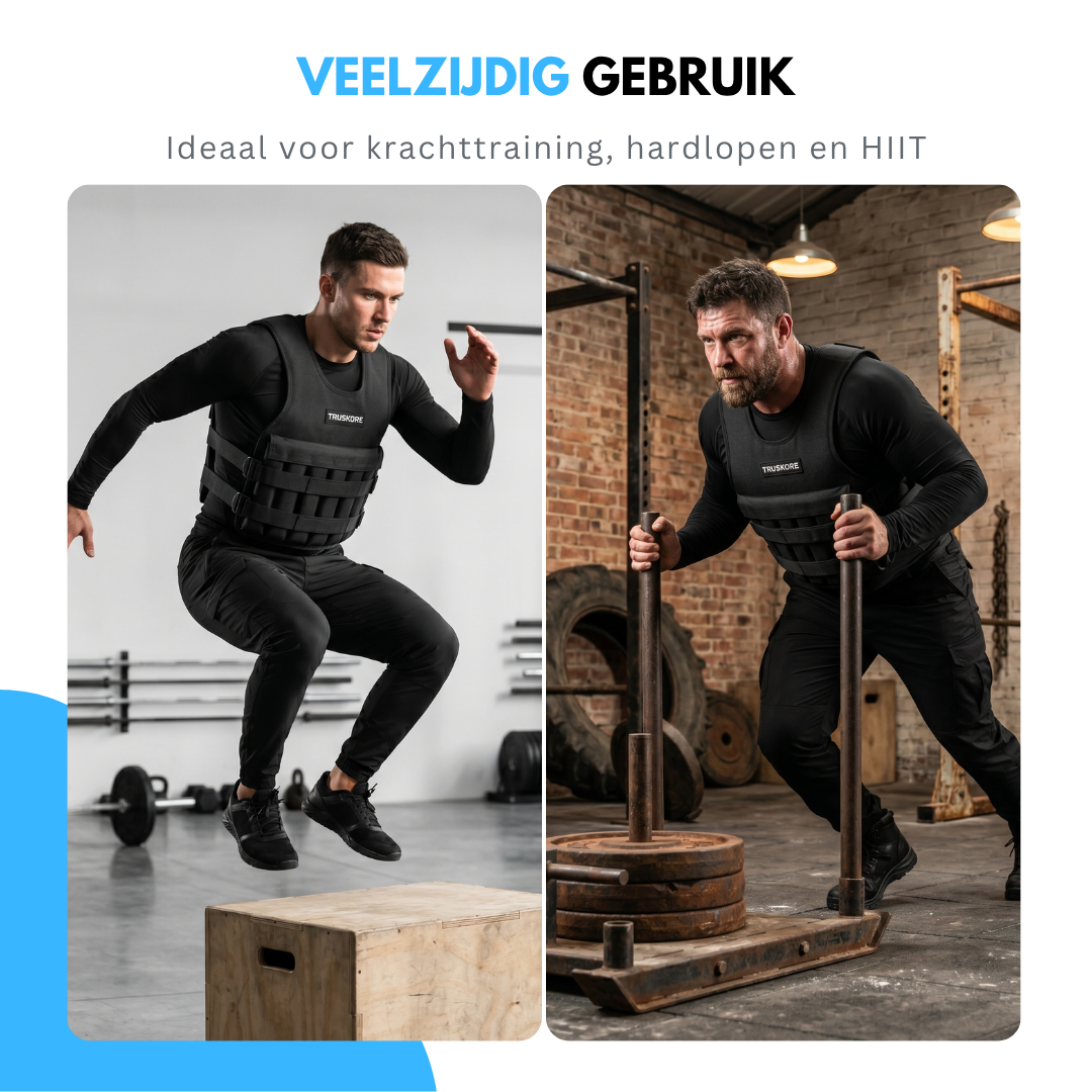 Truskore Gewichtsvest 10KG - Weighted Vest - Gewichtsvesten - Gewichten - Verstelbaar - Krachtraining & Crossfit - Cardio - - Zwart