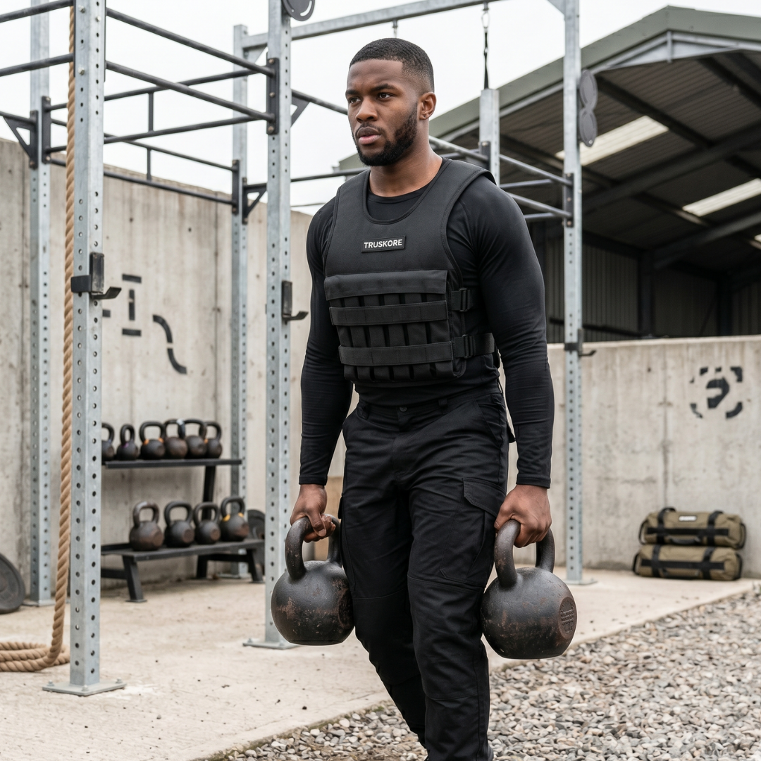 Truskore Gewichtsvest 20KG - Weighted Vest - Gewichtsvesten - Gewichten - Verstelbaar - Krachtraining & Crossfit - Cardio - - Zwart