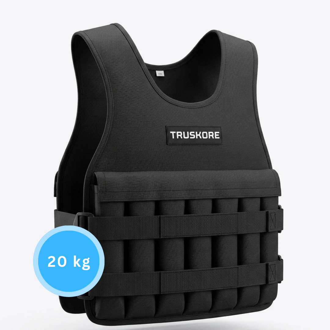 Truskore Gewichtsvest 20KG - Weighted Vest - Gewichtsvesten - Gewichten - Verstelbaar - Krachtraining & Crossfit - Cardio - - Zwart