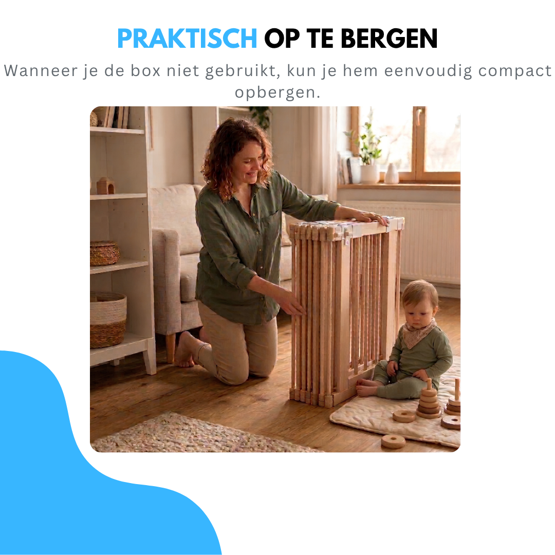Livista Grondbox - Babybox - Inklapbare Speelbox - Voorgemonteerd - 130 x 130 x 70 cm - Kinderbox - Playpen Baby - Hout