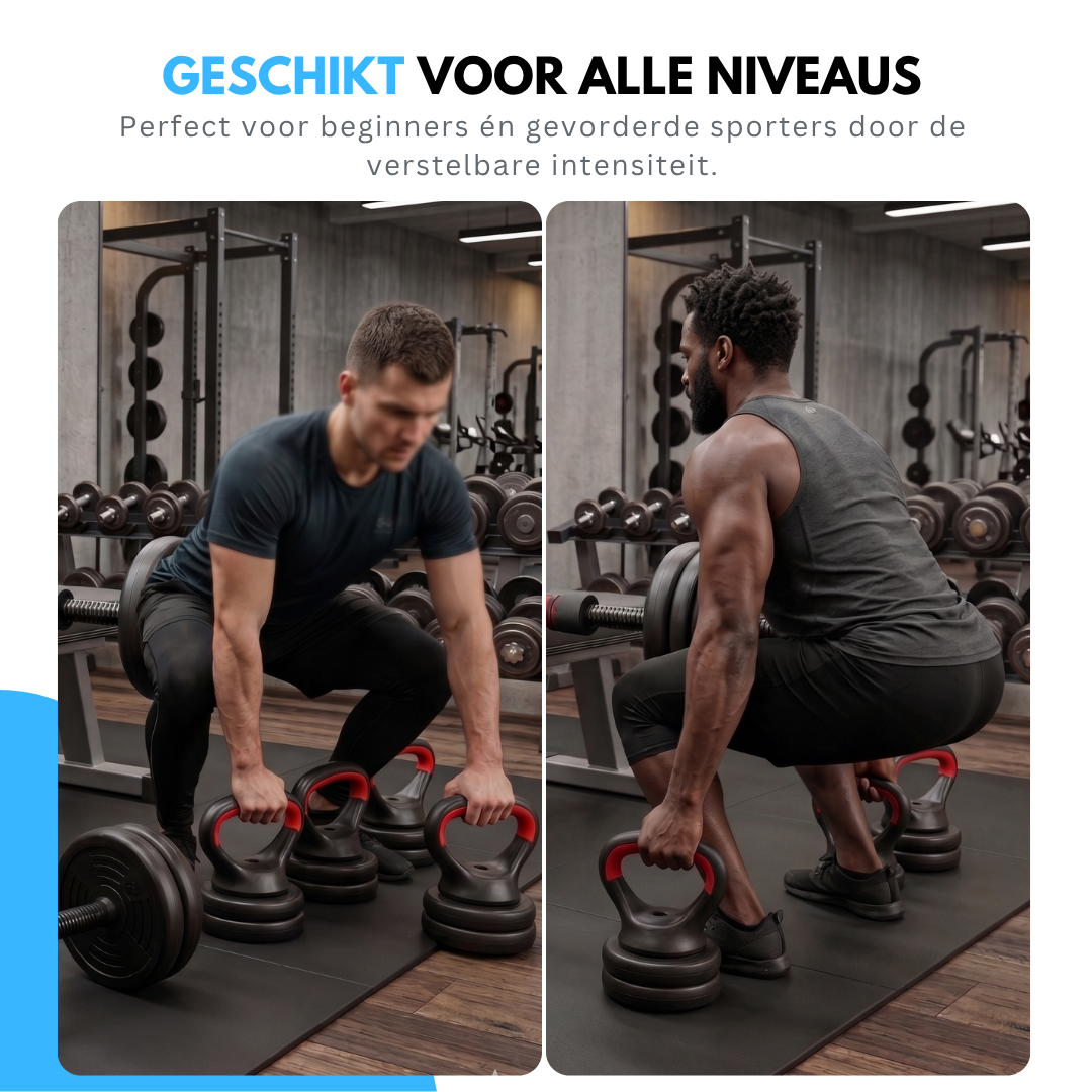Truskore Halterset 20 KG - Dumbbell - Kettlebell - Gewichten Set - Opdruksteunen - Verstelbare Dumbells Set - Dumbbells - Dumbbell Set - Zwart/Rood