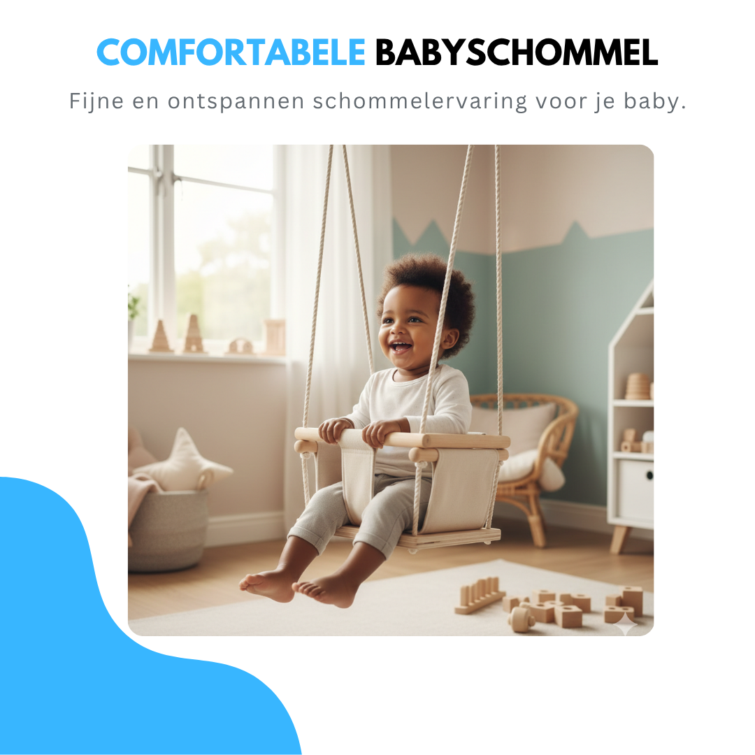 Livista Houten Babyschommel - Inklapbaar - Swing - Wipstoel Met Schommelstoel - Baby Zitje - Dennenhout - Houten Speelgoed