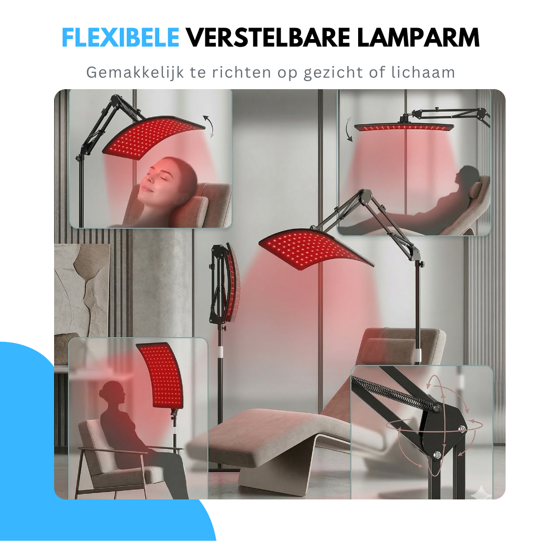 Livista Infraroodlamp - Rood Licht Therapie - Warmtelamp voor Spieren, Gewrichten, Pijnverlichting & Huidverbetering - Red Light Therapy met 360° Draaibare Kop & Timer - Verwarming - Verwarmingspaneel - Infrarood - Fibromyalgie