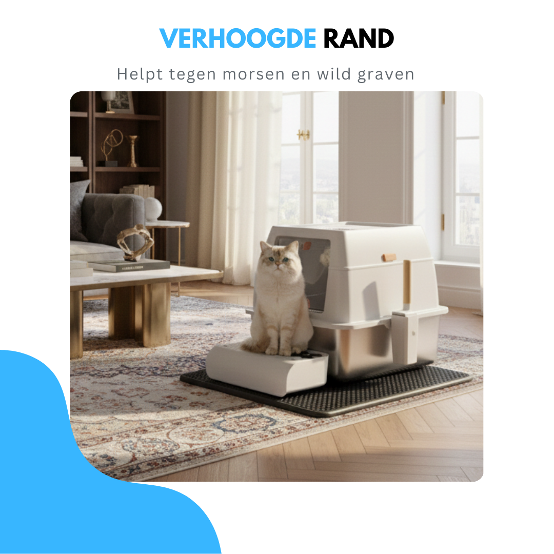 Livista RVS Kattenbak - Kattentoilet Roestvrijstaal - Incl. Kattenbakschep met Houder en Gritopvang Opstapje - 2 in 1 Open Kattenbak met Afneembare Deksel - 60x40x38cm - Wit