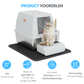 Livista RVS Kattenbak - Kattentoilet Roestvrijstaal - Incl. Kattenbakschep met Houder en Gritopvang Opstapje - 2 in 1 Open Kattenbak met Afneembare Deksel - 60x40x38cm - Wit