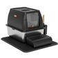 Livista RVS Kattenbak - Kattentoilet Roestvrijstaal - Incl. Kattenbakschep met Houder en Gritopvang Opstapje - 2 in 1 Open Kattenbak met Afneembare Deksel - 60x40x38cm - Zwart