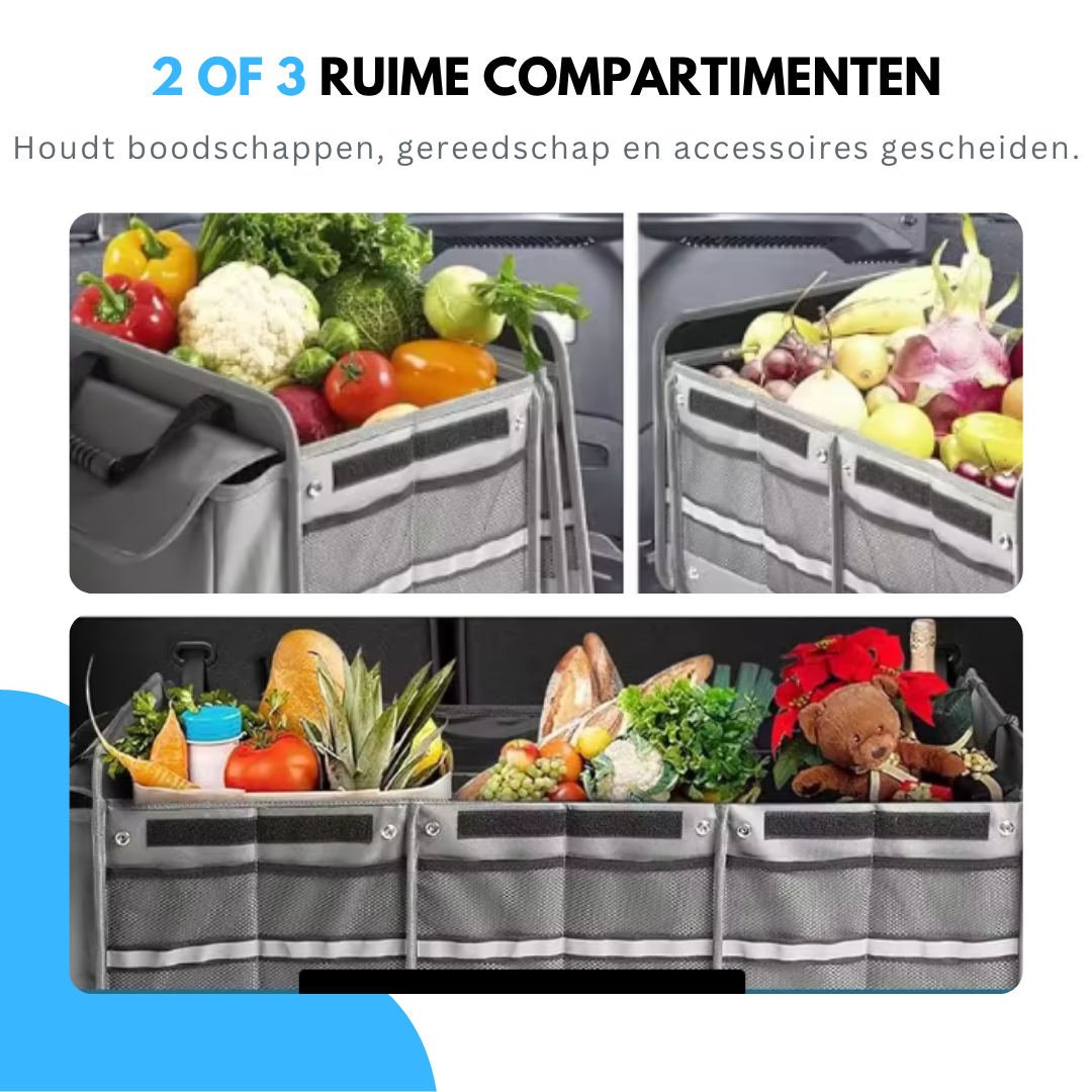 Livista Kofferbak Organizer - Auto Organizer - Opbergbox - met koeltas - drie compartimenten - Grijs