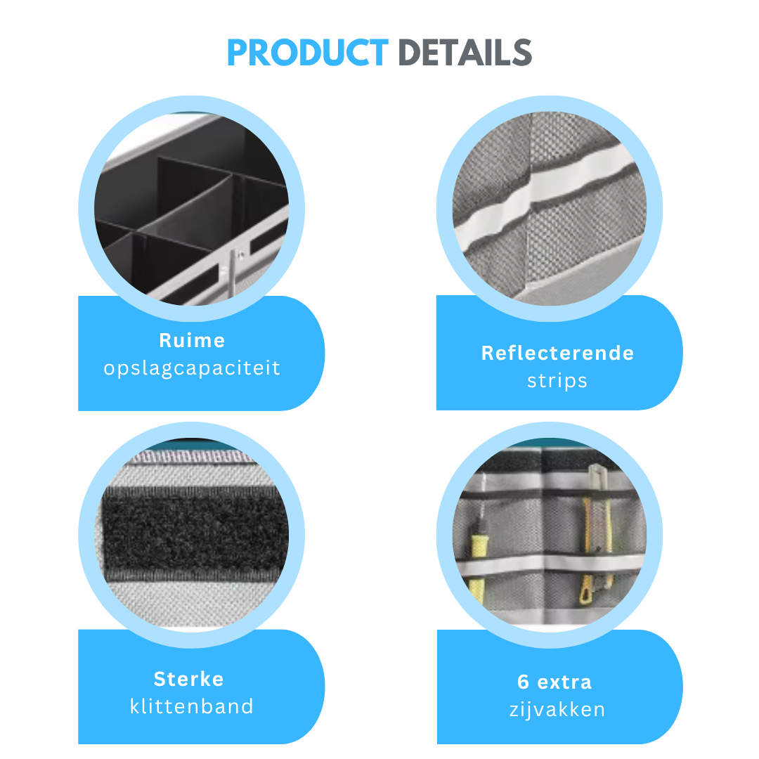 Livista Kofferbak Organizer - Auto Organizer - Opbergbox - met koeltas - drie compartimenten - Grijs