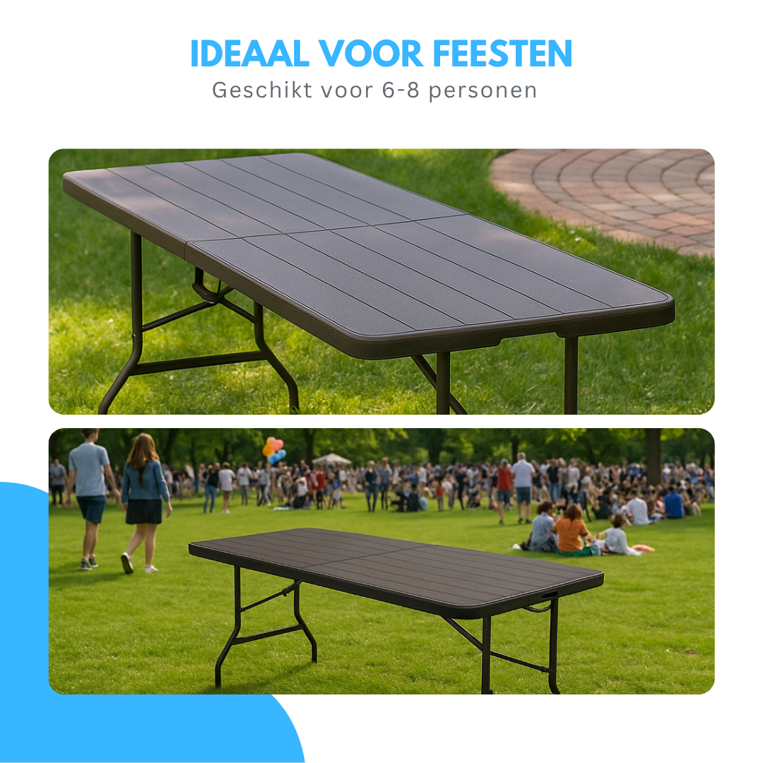 Livista Luxe Inklapbare Tafel 180 cm – Opvouwbare Campingtafel & Stevige Tuintafel – Draagkracht tot 250 kg – Handig voor Feest, Tuin of Camping