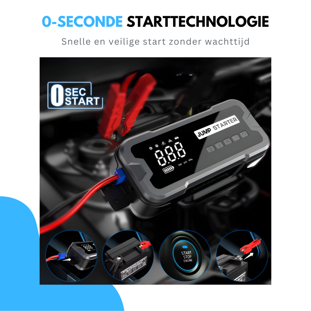 Truskore 12V Jumpstarter voor Auto met Compressor - 4000A / 24.000 mAh - 5-in-1 Starthulp met Compressor, Powerbank, LED Zaklamp en SOS Noodlicht - Incl. Hardcover