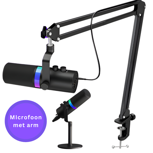 Truskore USB Gaming Microfoon Met Arm - RGB - PC Gaming - Geschikt voor PC/PS4/PS5/MAC - Podcast - Streaming - Luxe Microfoon -Zwart