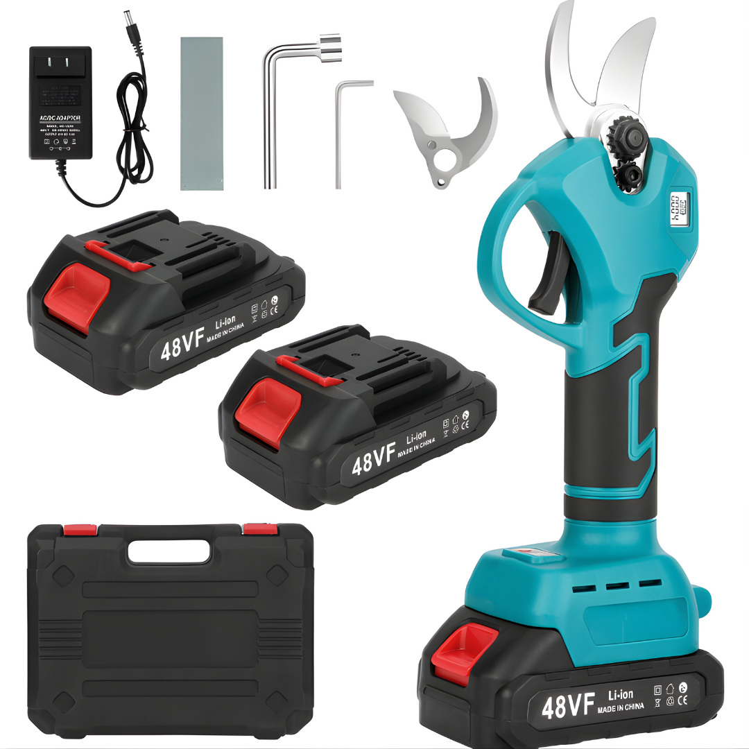 Truskore Elektrische Snoeischaar - Draadloos  - Professioneel Takkenschaar voor 28 & 40mm - Tuinschaar - Heggenschaar op Batterij - Inclusief Opberkoffer, 2 Accu's & Reserve Set Snoeimes