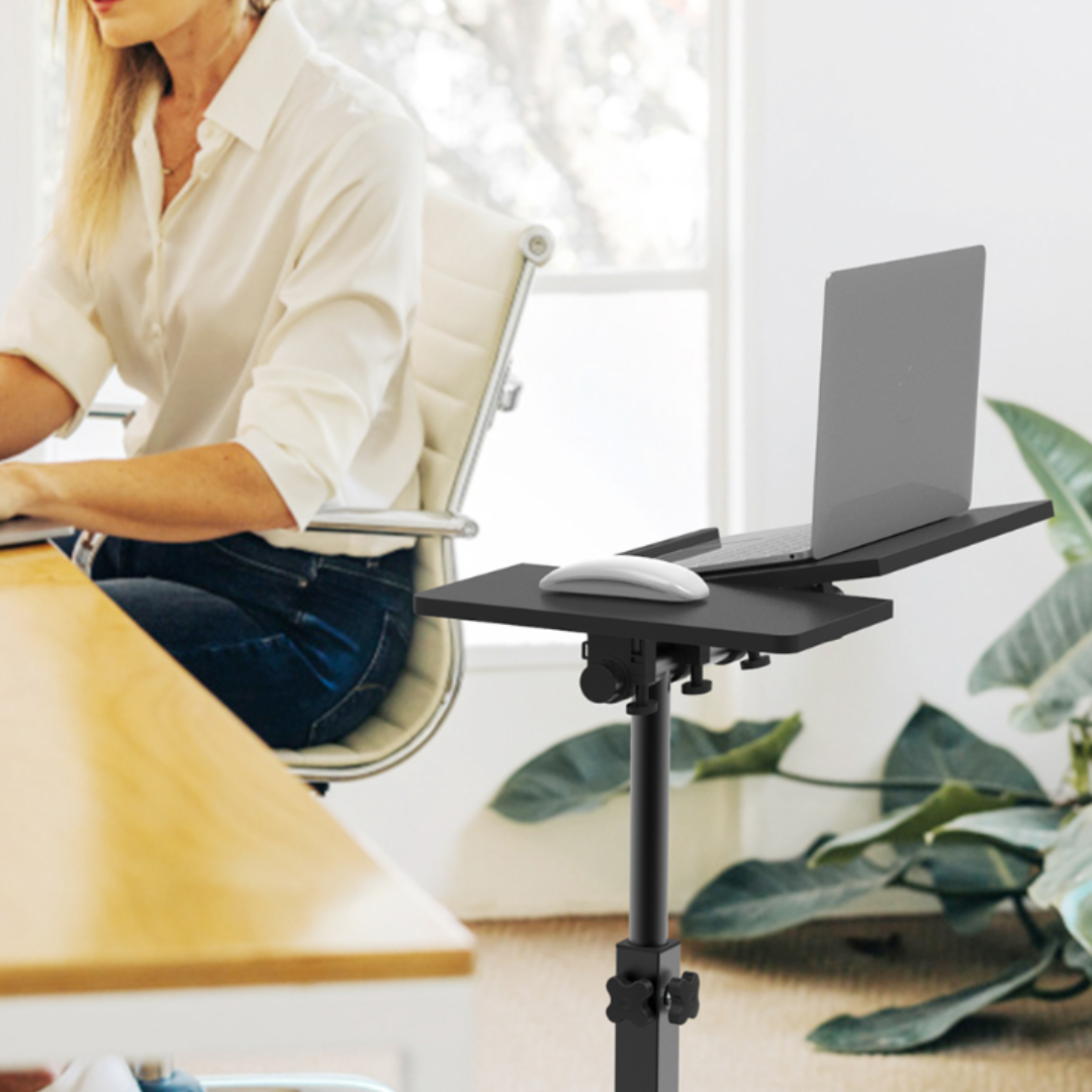 Livista Laptoptafel - Bedtafel met wieltjes - Bedleestafel - Laptop Standaard - Bijzettafel op wielen - Zit Sta Bureau - In hoogte verstelbaar - Maximale hoogte 90 cm