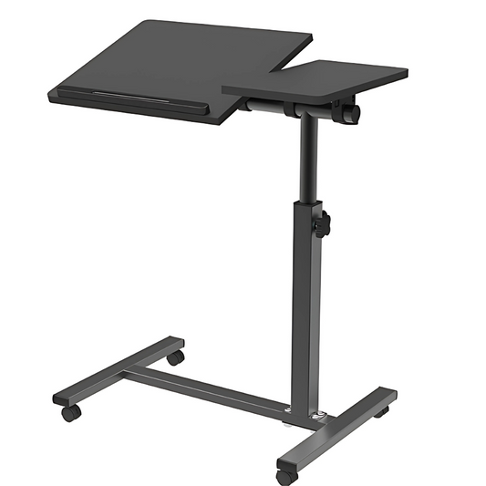 Livista Laptoptafel - Bedtafel met wieltjes - Bedleestafel - Laptop Standaard - Bijzettafel op wielen - Zit Sta Bureau - In hoogte verstelbaar - Maximale hoogte 90 cm
