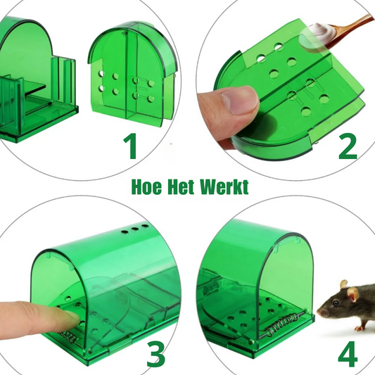 Livista 4-Pack Diervriendelijke muizenval voor binnen & buiten - Muizenvallen - Muizenverjager - Mouse trap - Groen