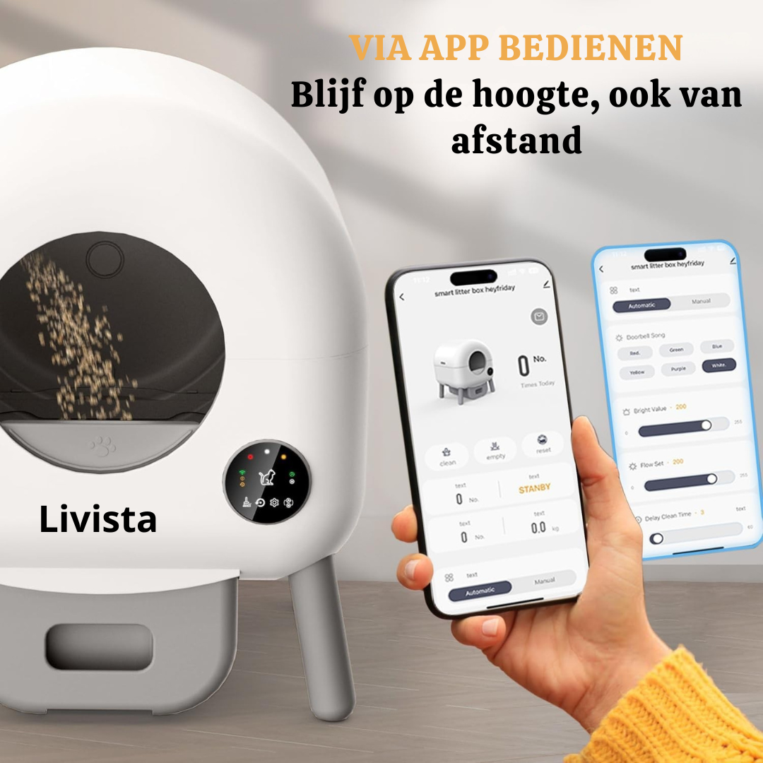 Livista Automatische Kattenbak - Zelfreinigend - Elektrische & Zelfreinigende Scoopfree Robot - 90 L  - incl. App