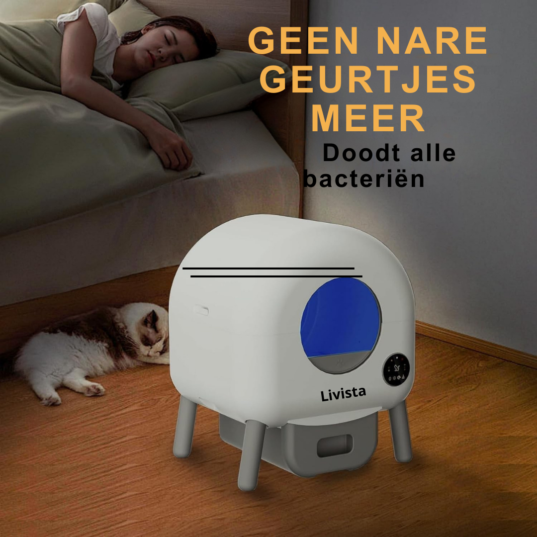 Livista Automatische Kattenbak - Zelfreinigend - Elektrische & Zelfreinigende Scoopfree Robot - 90 L  - incl. App